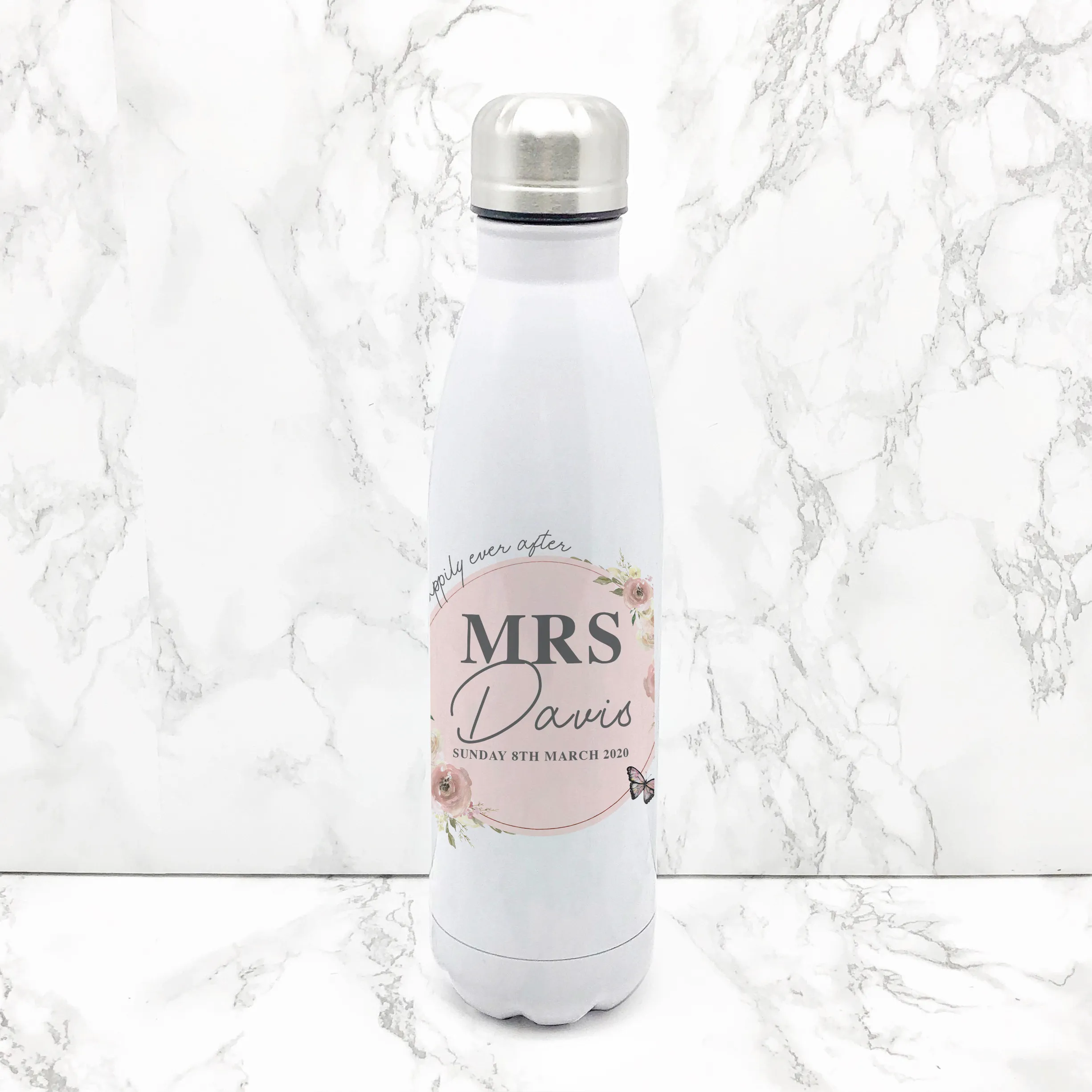 Wedding Happily Ever After Personalised Travel Flask Bride & Groom