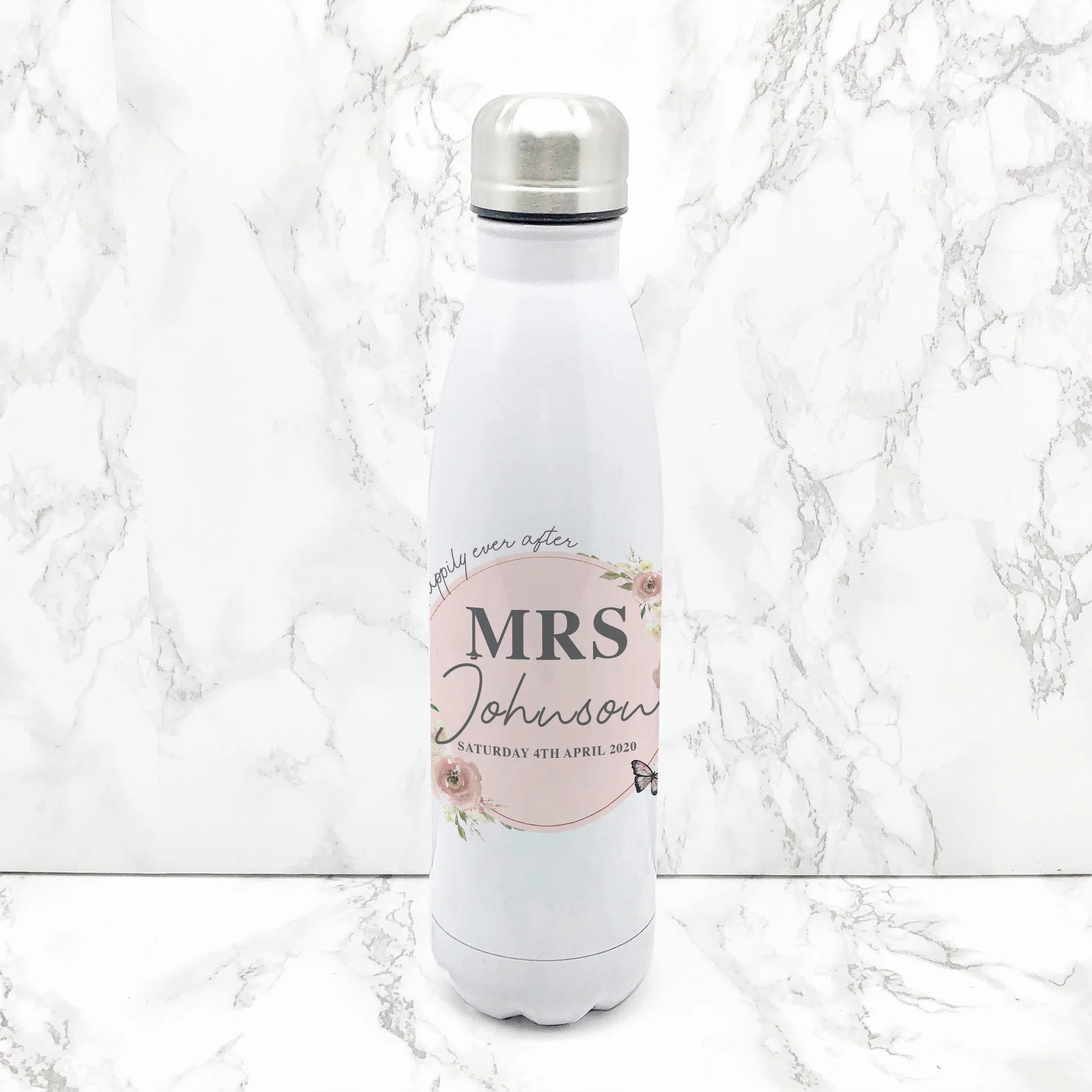Wedding Happily Ever After Personalised Travel Flask Bride & Groom