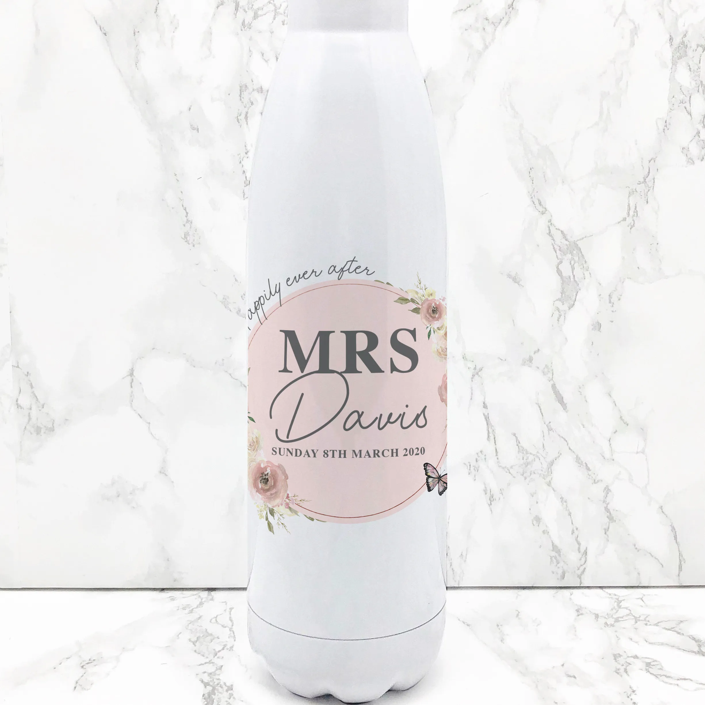 Wedding Happily Ever After Personalised Travel Flask Bride & Groom