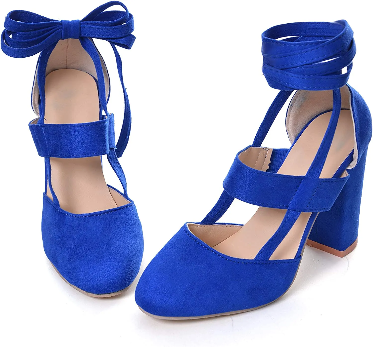 Women High Heel Sandals Closed Toe Pumps Square Heel Shoes