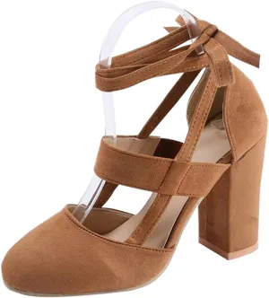Women High Heel Sandals Closed Toe Pumps Square Heel Shoes