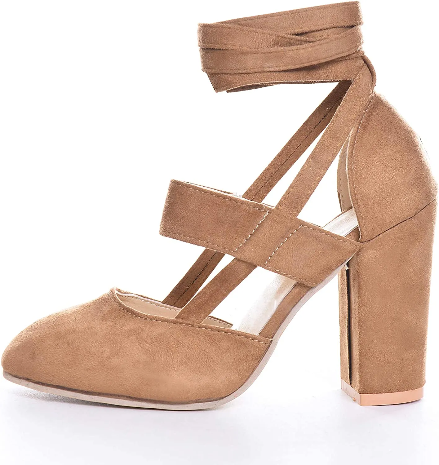 Women High Heel Sandals Closed Toe Pumps Square Heel Shoes