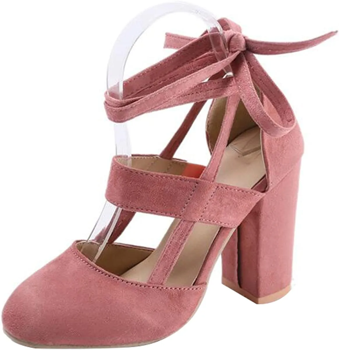 Women High Heel Sandals Closed Toe Pumps Square Heel Shoes