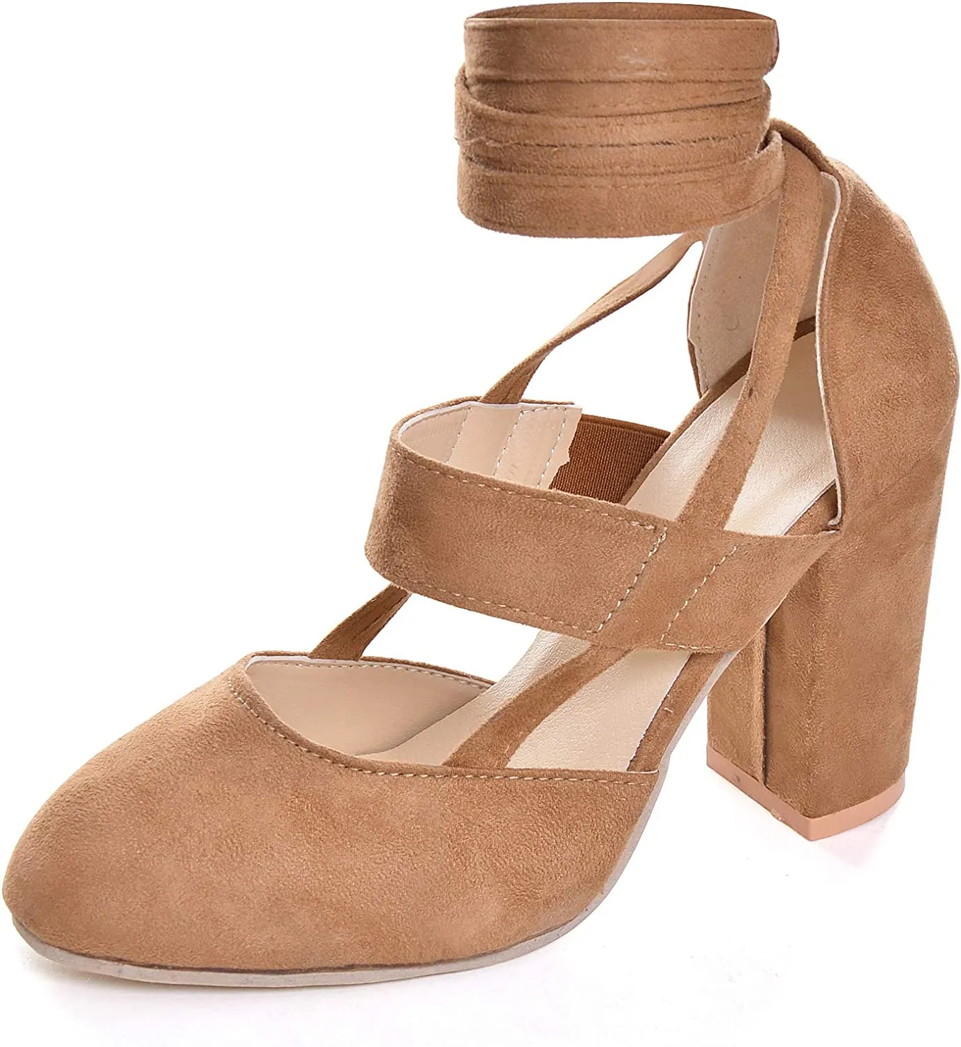 Women High Heel Sandals Closed Toe Pumps Square Heel Shoes