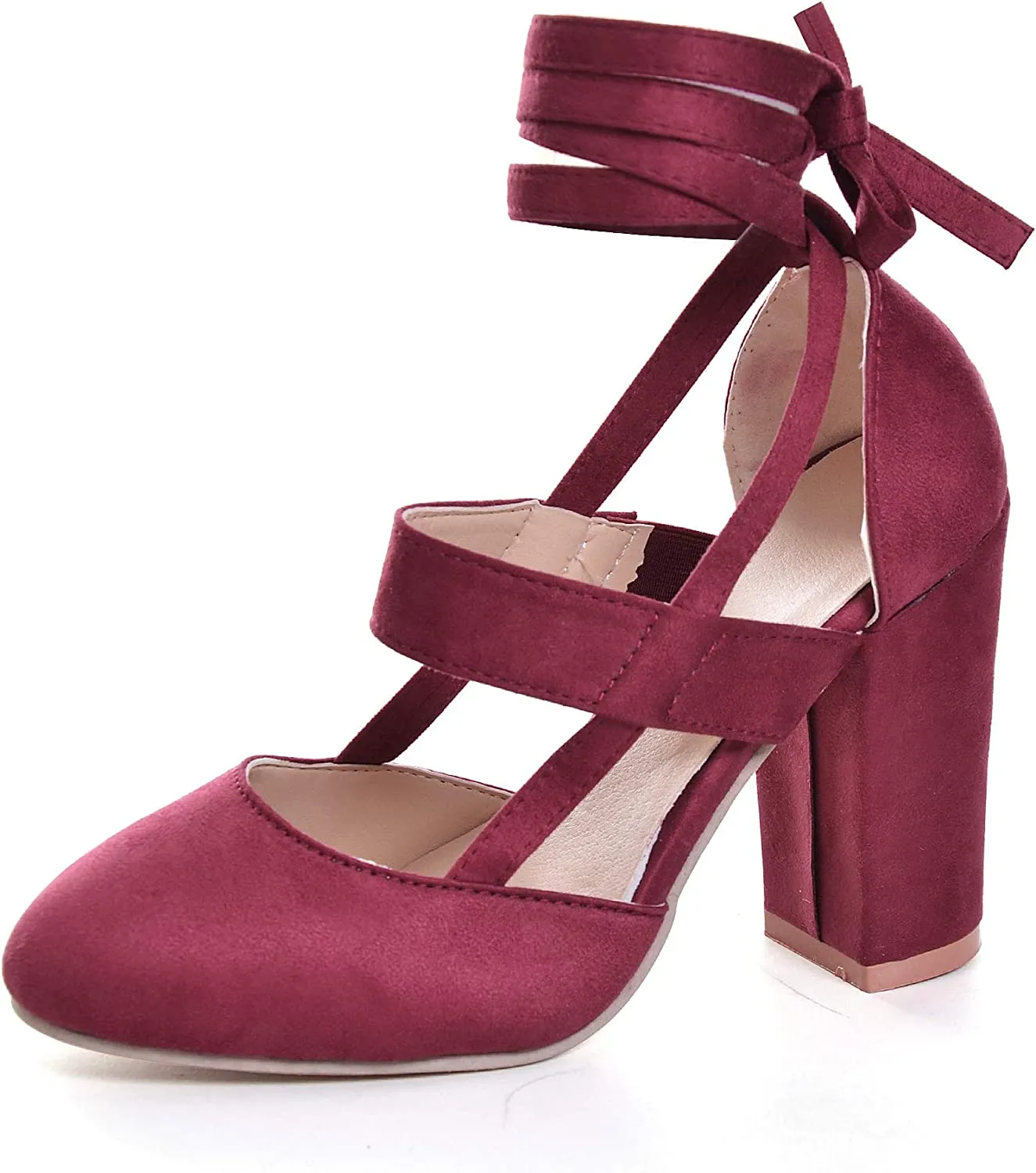 Women High Heel Sandals Closed Toe Pumps Square Heel Shoes