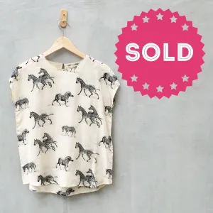Zebra without Stripes | Cute 80s retro Zebra print Blouse top Silky smooth